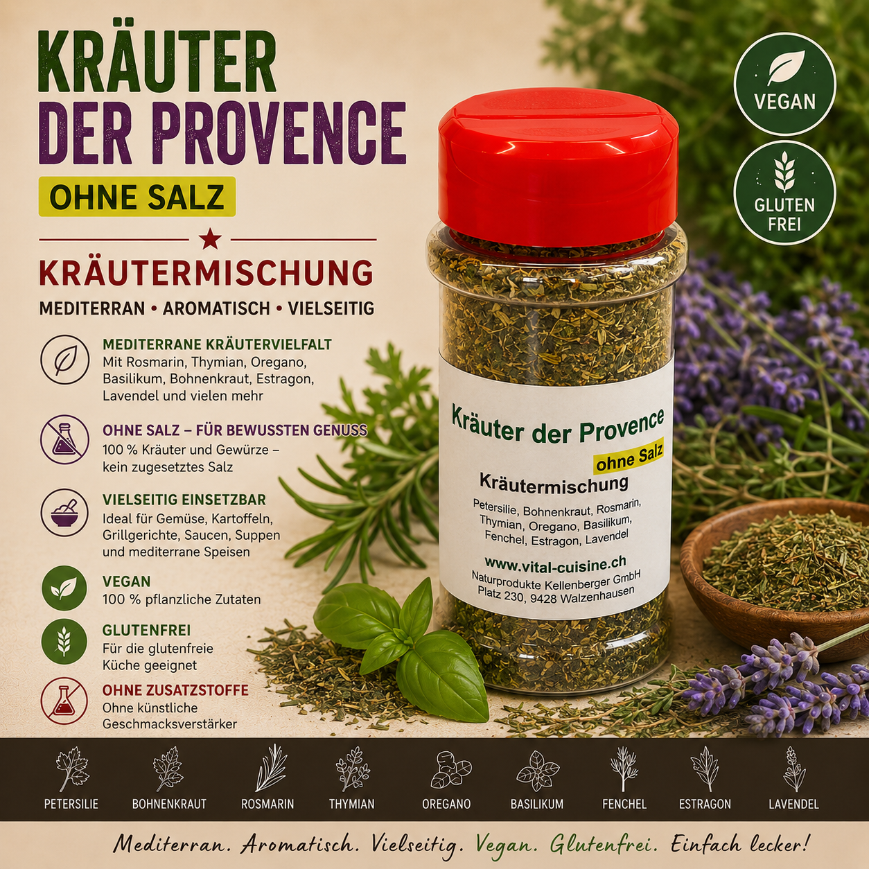 Kräuter der Provençe (ohne Salz)