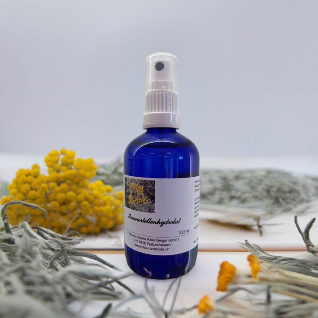 Immortellen-Hydrolat mit Sprühkopf, 100ml Immortellen-Hydrolat mit Sprühkopf, 100ml