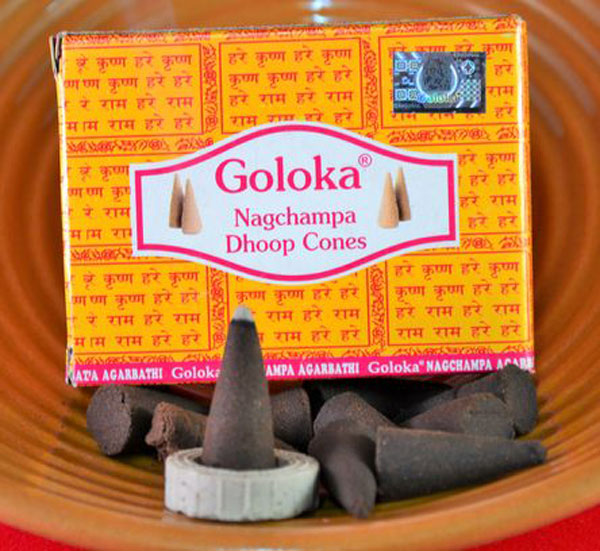 Goloka Nag Champa Räucherkegel, 10Stk
