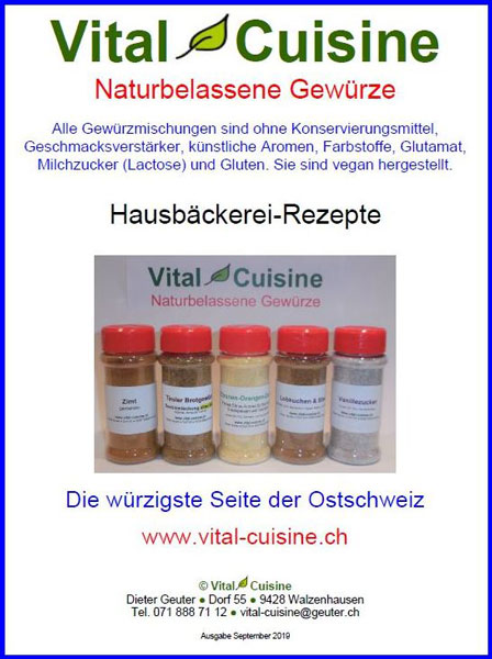 Vital Cuisine  Flyer Hausbäckerei