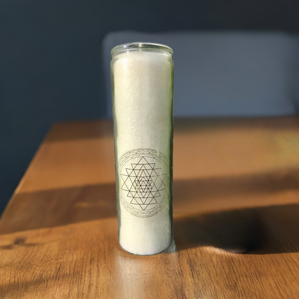 Windlicht Sri-Yantra, weiss Windlicht Sri-Yantra, weiss