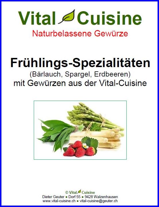 Vital Cuisine Rezeptbroschüre Frühlings-Spezialitäten